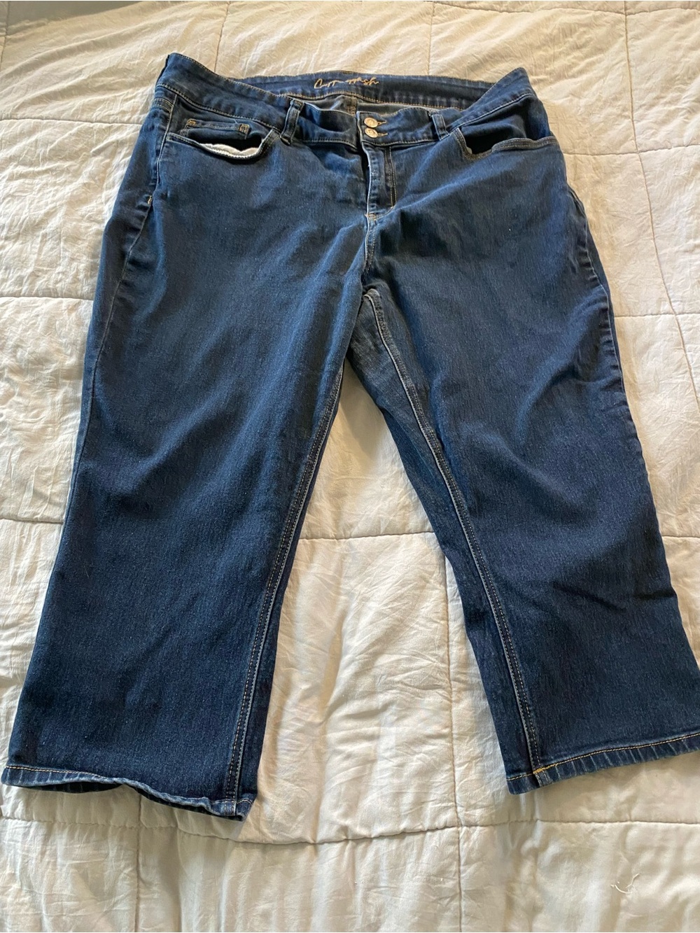 Dark Blue Cropped Women's Jeans - Comfortable Mid-Rise
